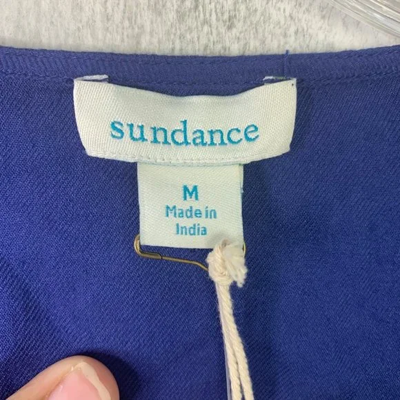 Sundance Beaded Beaded Blouse Size M Blue Long Sleeve Bedazzled - Picture 6 of 7